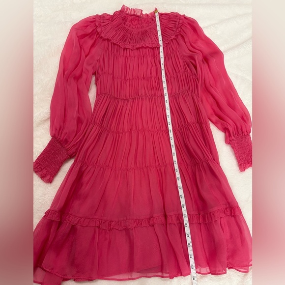 Ulla Johnson Emmeline Fuchsia Pink Silk Dress Size 0 - Picture 13 of 14